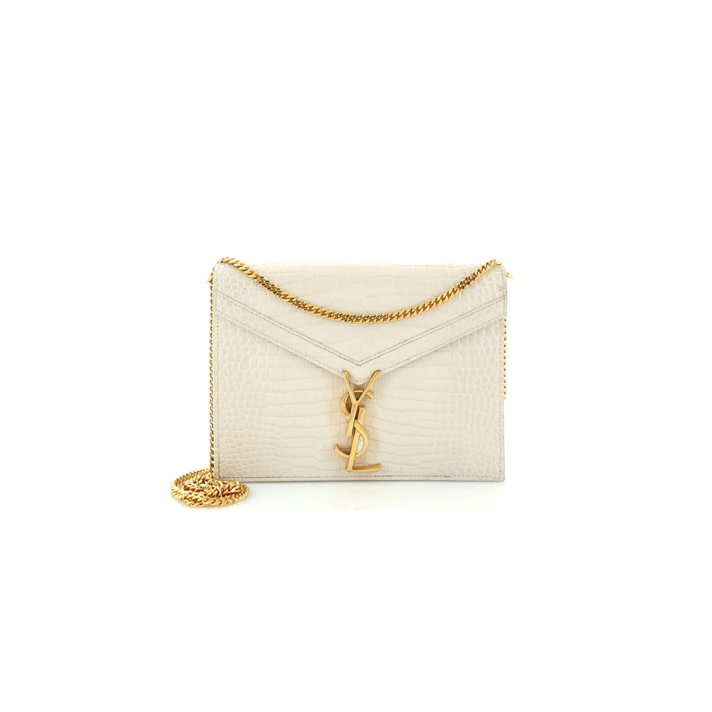 Y*L cassandra embossed clasp bag white 532750 (22*16.5*5.5cm)